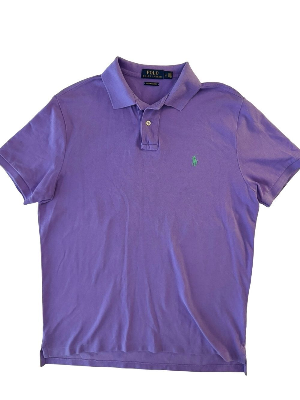Polo Ralph Lauren Custom Slim Fit Polo Shirt Purple Green Pony Men Large